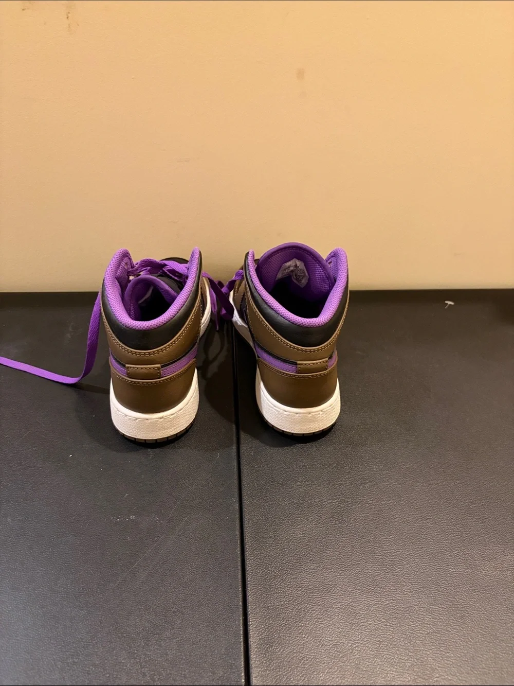 Jordan Kids High-Top Sneakers in Brown, Black & Purple
